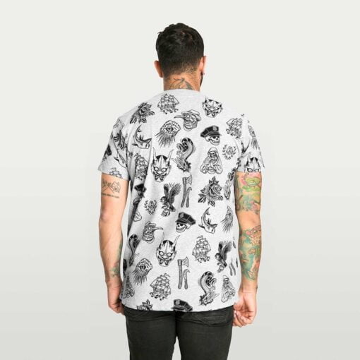 Men's T-Shirts Tattoo Background Gris Jaspe - Image 3