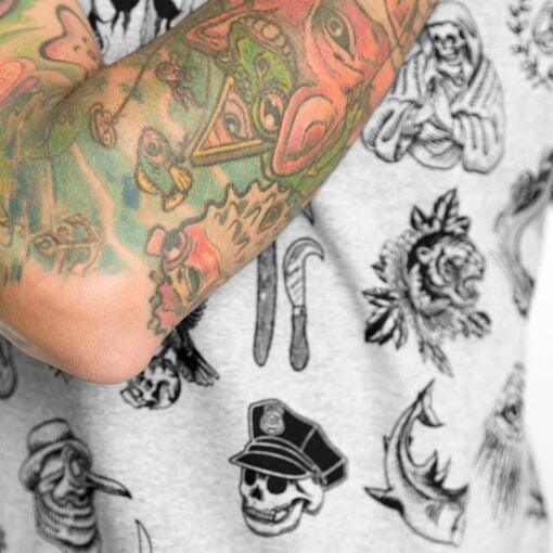 Men's T-Shirts Tattoo Background Gris Jaspe - Image 4